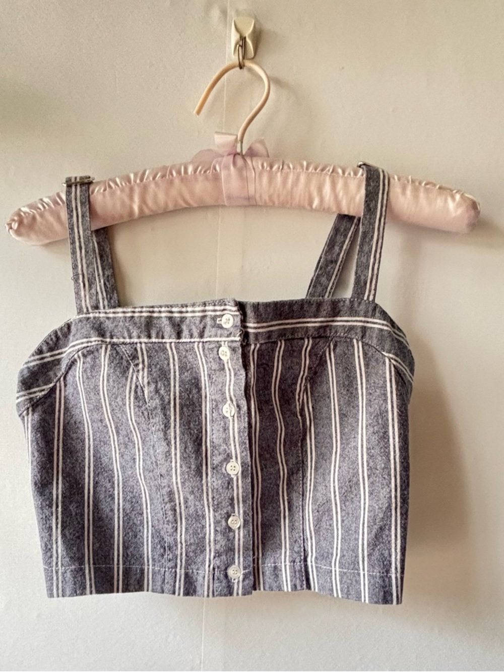 Brandy Melville Stripe Button Down Crop Top OS Preppy Coquette